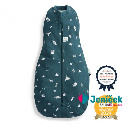 ERGOPOUCH Zavinovačka a pytel na spaní 2v1 Cocoon Ocean 3-6 m, 6-8 kg, 0,2 tog