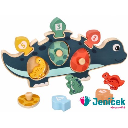Edukační hračka puzzle s čísly, Adam Toys, Dinosaurus maminka - modrý v