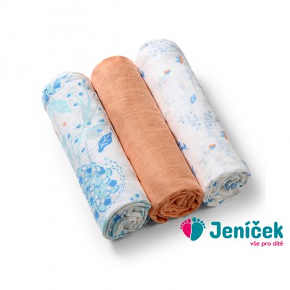 BABYONO Pleny mušelínové Super soft 3 ks - oranžová