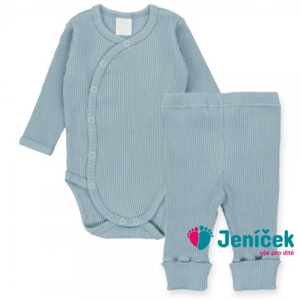 Zavinovací žebrované body + tepláčky, 2D sada MBaby, mátové vel.62