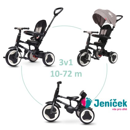 QPLAY Tříkolka Rito eva Grey, věk 10-72 měsíců