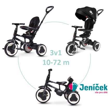 QPLAY Tříkolka Rito eva Black, věk 10-72 měsíců
