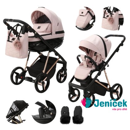 ADAMEX Kočárek kombinovaný Quantum Special Edition Pink/Rosegold