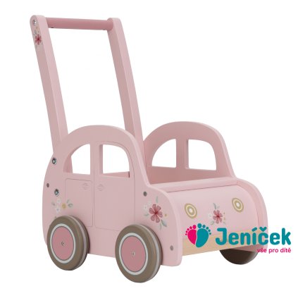 Chodítko auto dřevěné Pink