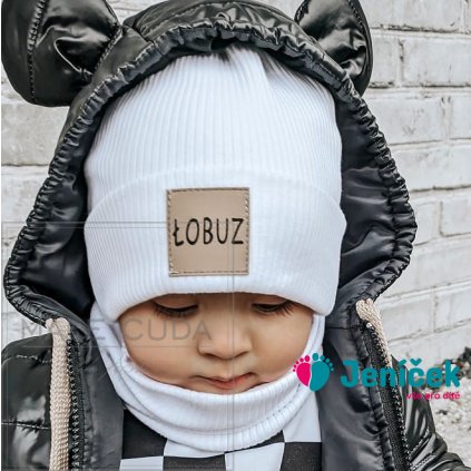 Cuda Jarní-podzimní čepicový set bílý+nákrčák