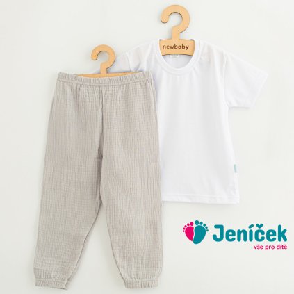 Dětská bavlněná souprava tričko a kalhoty New Baby Kindergarten světle šedá