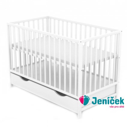 Postýlka pro miminko Nature 120x60cm se šuplíkem - bílá