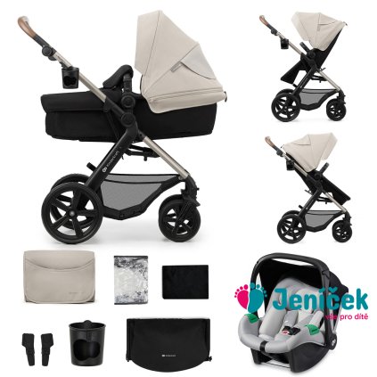 KINDERKRAFT Kočárek kombinovaný Moov 2 3v1 Moonlight Grey - pěnová kola
