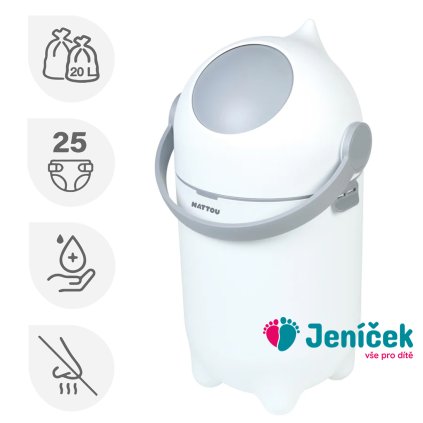 NATTOU Koš na pleny Dropy White 27 cm, 20l