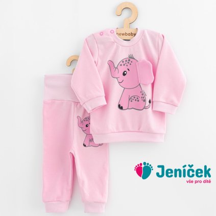 Kojenecká souprava tričko a tepláčky New Baby Happy Elephant pink