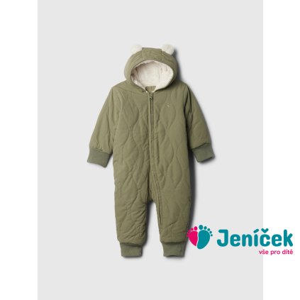 Baby prošívaný sherpa overal Zelená