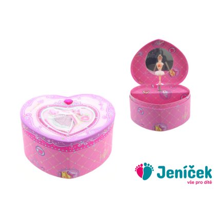 Hrací skříňka šperkovnice srdce