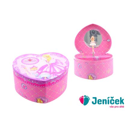 Hrací skříňka šperkovnice srdce princezna