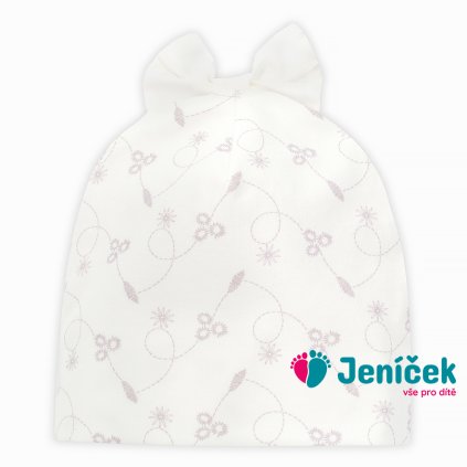 Czapka Niemowleca Z Kokarda Ecru W Kwiaty Charlotte 5373