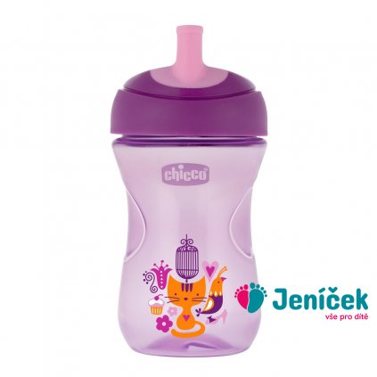 Hrneček Chicco Advanced s hubičkou ve tvaru brčka 266 ml - růžový