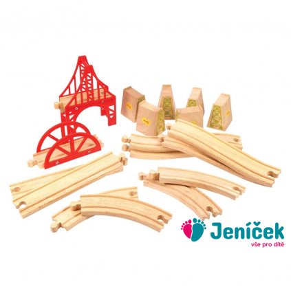 Bigjigs Rail Dřevěné koleje set most 18 dílů