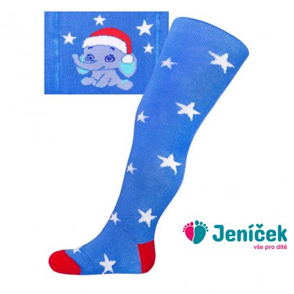 Vánoční bavlněné punčocháčky New Baby modré se slonem