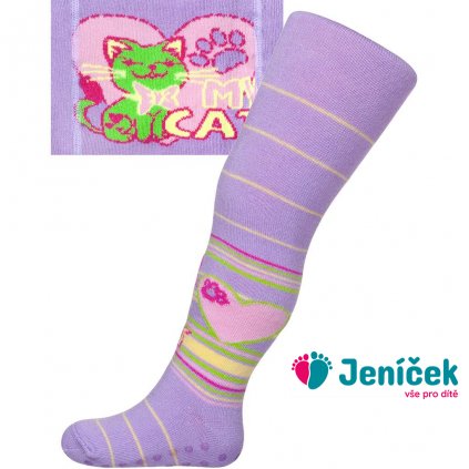 Bavlněné punčocháčky New Baby s ABS fialové my cat