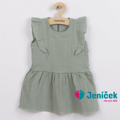 Kojenecké mušelínové šaty New Baby Summer Nature Collection mátové