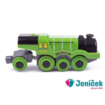 Bigjigs Rail Elektrická lokomotiva Flying Scotsman zelená