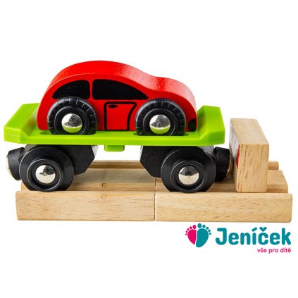 Bigjigs Rail Vagon s autem + 2 koleje