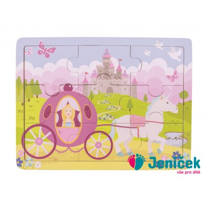 Bigjigs Toys Dřevěné puzzle princezna s kočárem