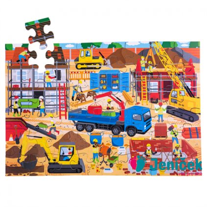 Bigjigs Toys Podlahové puzzle Staveniště 48 dílků