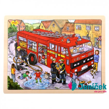 Bigjigs Toys Dřevěné puzzle hasiči 24 dílků