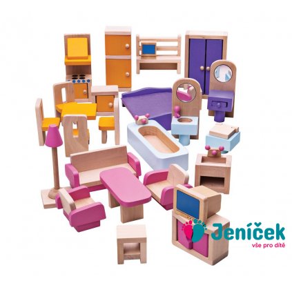 Bigjigs Toys Dřevěný nábytek do domečku pro panenky