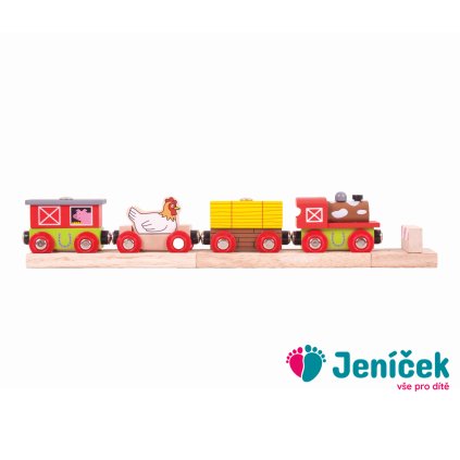 Bigjigs Rail Vláček farma + 3 koleje
