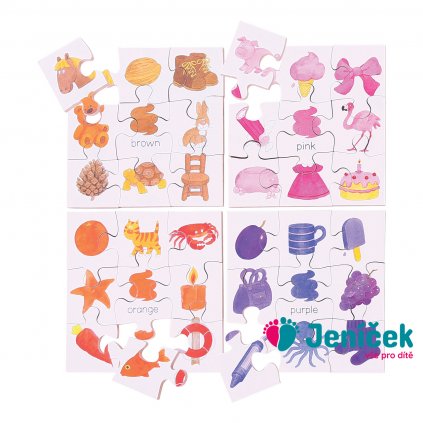 Bigjigs Toys Dřevěné didaktické puzzle barvy 4v1