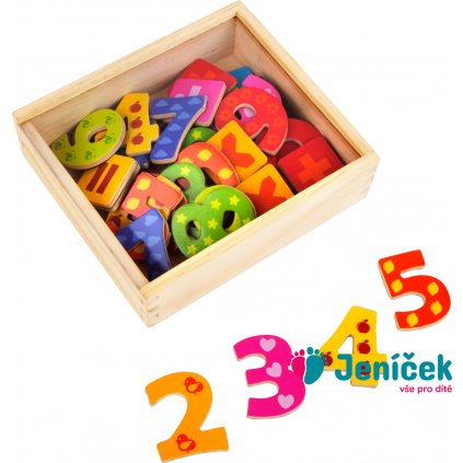 small foot Dřevěné barevné magnetické číslice 40ks