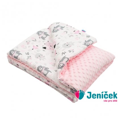 Dětská deka z Minky s výplní New Baby Medvídci růžová 80x102 cm