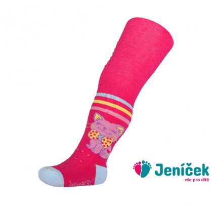 Bavlněné punčocháčky New Baby 3xABS růžové happy cat