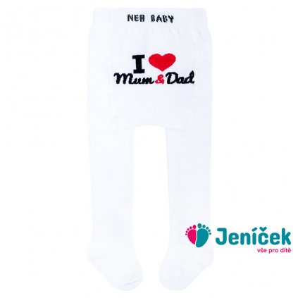 Bavlněné punčocháčky New Baby bílé I Love Mum and Dad