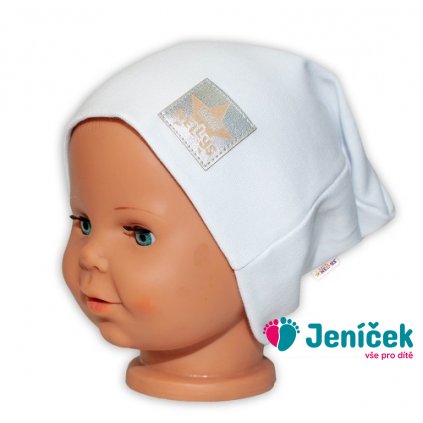 Baby Nellys Hand Made Dětská funkční čepice s dvojitým lemem - bílá
