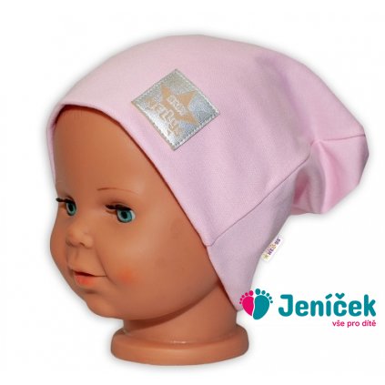 Baby Nellys Hand Made Dětská funkční čepice s dvojitým lemem - sv. růžová