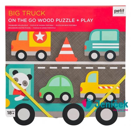 Petit Collage Robustní dřevěné puzzle Big Truck