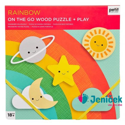 Petitcollage Robustní dřevěné puzzle Rainbow