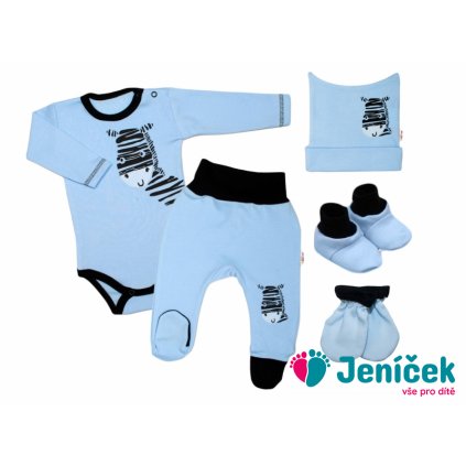 5-ti dílná soupravička do porodnice Zebra - modrá