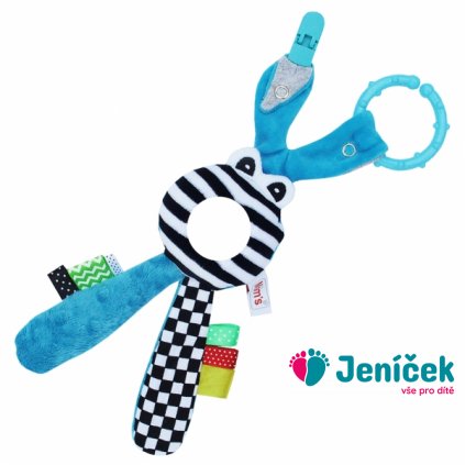 Edukační hračka Hencz s chrastítkem - Zajíček - zrcátko -modrý