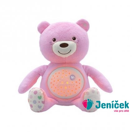 CHICCO Medvídek usínáček s projektorem a hudbou Baby Bear First Dreams růžová 0m+