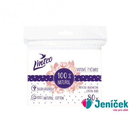 Papírové vatové tyčinky 100% natural Linteo 80 ks v sáčku