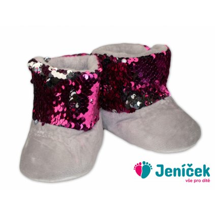 Zimní botičky/capáčky s flitry YO ! - šedé, vel. 80/86