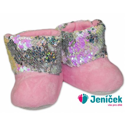 Zimní botičky/capáčky s flitry YO ! - sv. růžové, vel. 80/86