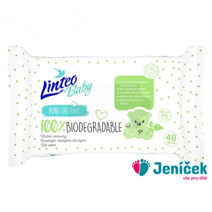 Dětské vlhčené ubrousky Linteo Baby 100% BIODEGRADABLE 48ks