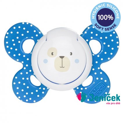 CHICCO Šidítko Physio Comfort silikonové chlapec - méďa 1 ks, 6-16 m