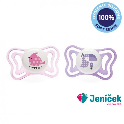 CHICCO Šidítko Physio Light silikonové děvče - ptáček/tukan 2 ks, 2-6 m+