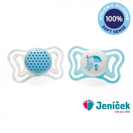 CHICCO Šidítko Physio Light silikonové chlapec - tečky/tukan 2 ks, 2-6 m+