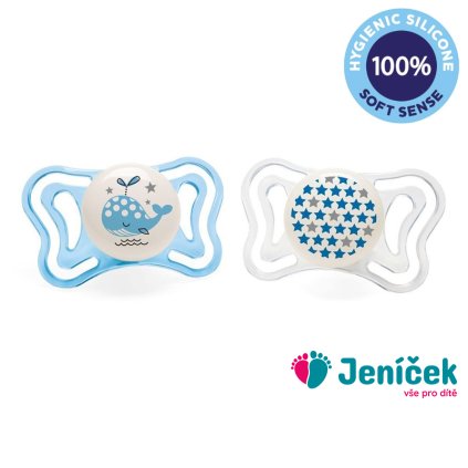 CHICCO Šidítko Physio Light silikonové noční chlapec 2 ks, 2-6 m+